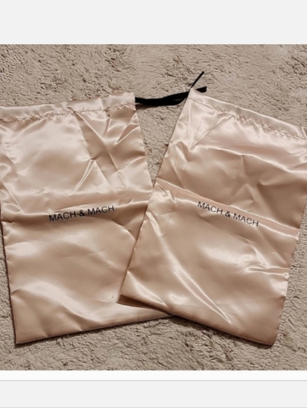MACH & MACH Satin Dust Bags in Cream